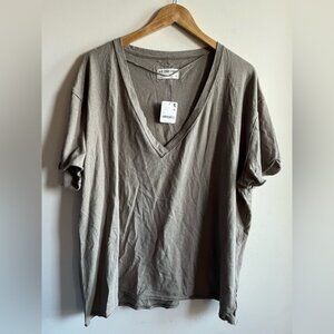 NWT Free People We the Free Nina V-Neck green Tee